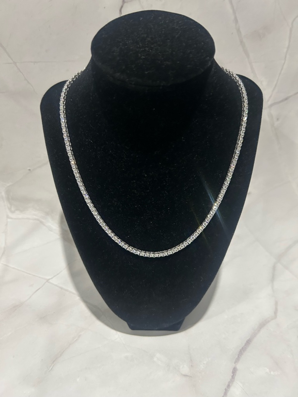 Classic 925 Sterling Silver Tennis Necklace - Sparkling Clear Stones